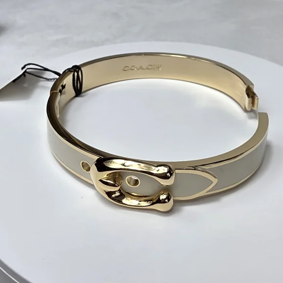 Coach Enamel Signature C Buckle Bangle Bracelet - Picture 5 of 7